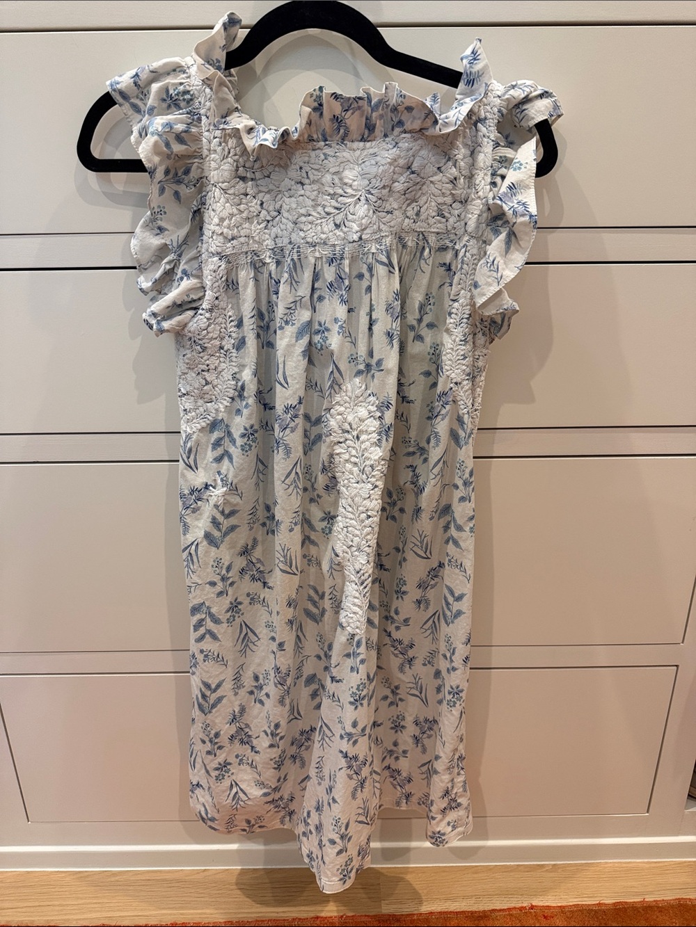 Mi Golondrina White and Blue Floral Olivia dress